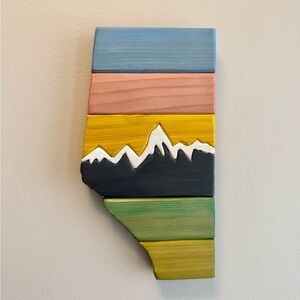Colorful Mountain Wood Wall Art